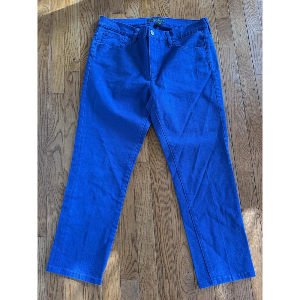Ralph Lauren LRL Jeans Women 14 Cobalt Blue Stretch Ankle Straight Leg 32x27
